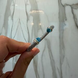 David Yurman classic cable bracelet 7 mm blue topaz 14k yellow gold